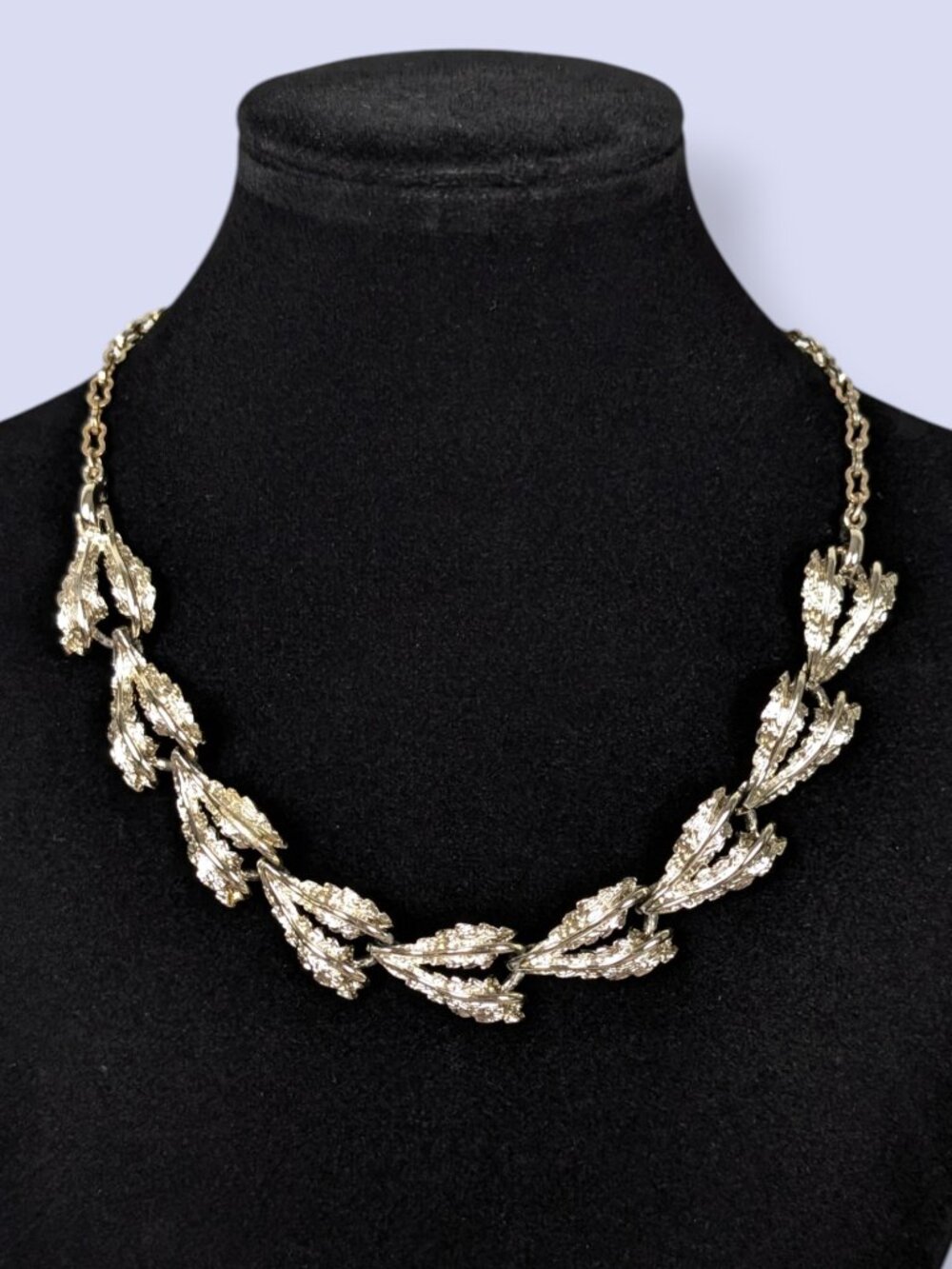 Vintage Mid-Century Leafy Link Statement Necklace